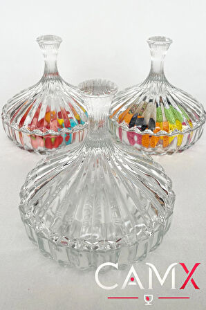 Brasilia 3 ADET Hurmalık  Kristal Şık Tasarım Şekerlik