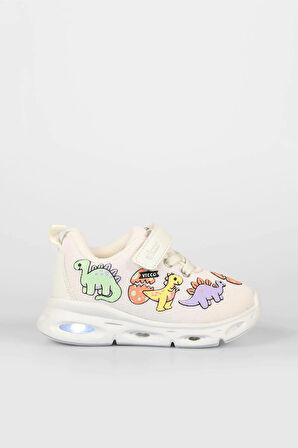 Dino Işıklı Unisex Okul Öncesi Beyaz Spor Ayakkabı