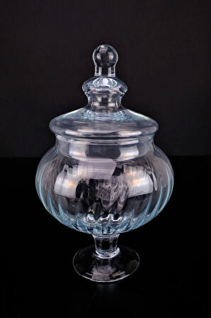 Bonbenera Cam Kapaklı Ayaklı Sunumluk Drajelik ve Kurabiyelik 30 Cm