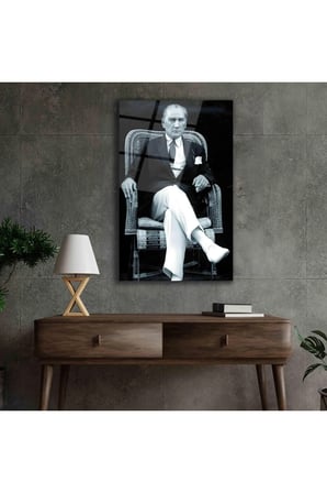 Atatürk Baskılı Cam Tablo 4mm Dayanıklı Temperli Cam..