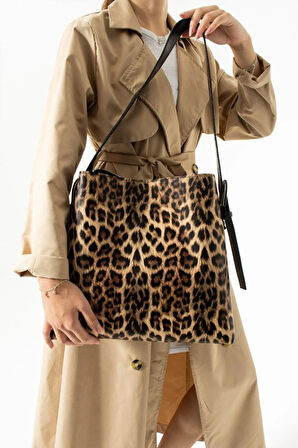 Suet Deri Kadın Omuz Çantası Yavrulu