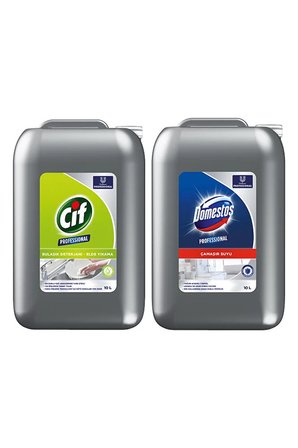 Domestos Professional Çamaşır Suyu 10 L + Cif Professional Bulaşık Deterjanı Elde Yıkama 10 L