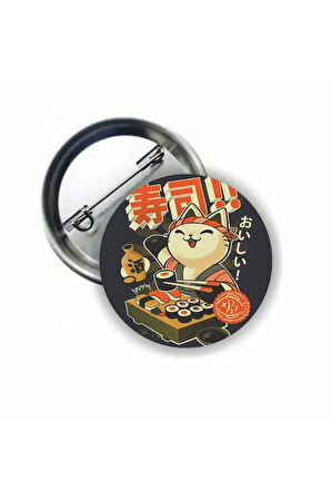 Kawaii Sushi Cat Buton Rozet