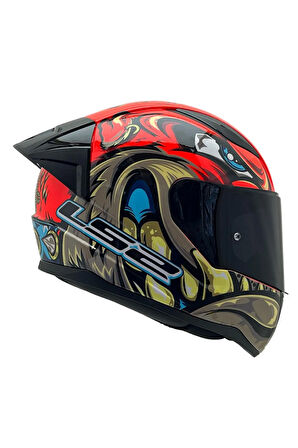 Rapıd 2 Spox Kırmızı Gri Kask Spoiler-şeffaf Cam Hediye