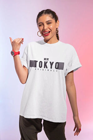 Oversize Panda Baskılı Beyaz Tshirt