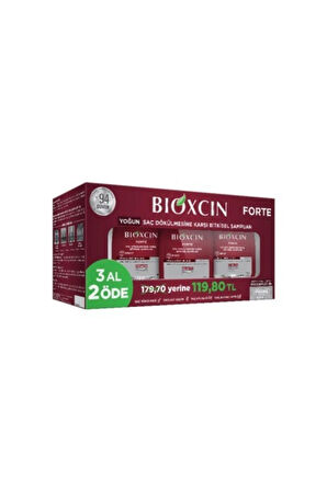 Bioxcin Forte Şampuan Tüm Saç Tipleri Için 3x300ml Yoğun Saç Dökülmesi Şampuanı