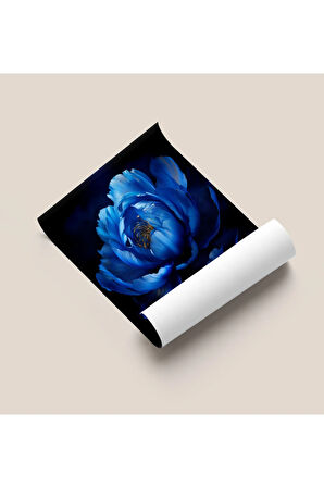 Çerçevesiz Poster, Dijital Baskı, Mavi Şakayık Çiçeği , Ofis Salon Oturma Odası Dekorasyon , Poster