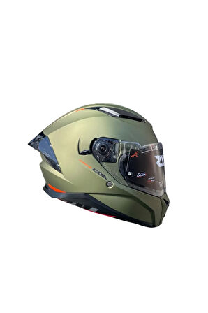 Panther SV Solid A6 Matt Green Güneş Vizörlü Full Face Motosiklet Kaskı