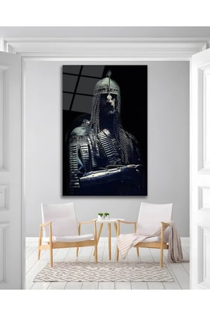 Sultan Alparslan Selçuklu Cam Tablo Modern Ev Ofis Salon Duvar Oda Dekoru Hediyelik