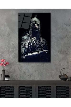 Sultan Alparslan Selçuklu Cam Tablo Modern Ev Ofis Salon Duvar Oda Dekoru Hediyelik