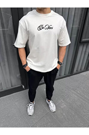 Moda Shop & Butik Unisex Baskılı Oversize T-shirt - Beyaz