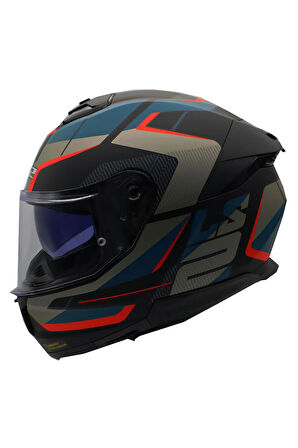 Stream 2 Road Full Face Motosiklet Kaskı  Gri Siyah