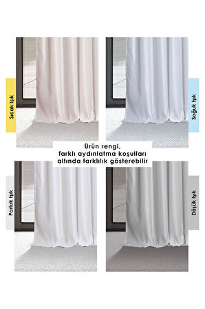 Demor Home Yüksek Kalite Beyaz Saten Güneşlik Fon Perde Ekstrafor Büzgülü Tek Kanat