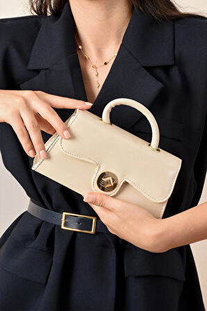 Lüks Mini Özel Tasarım Kilit Detaylı Çapraz Askılı Omuz Çantası