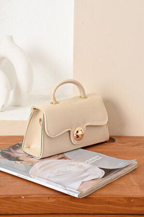 Lüks Mini Özel Tasarım Kilit Detaylı Çapraz Askılı Omuz Çantası