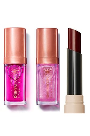 Dudak Yağı Blossom ve Shimmering Petal +Avon Tinted Lip Renkli Dudak Balmı Plum 3lü paket