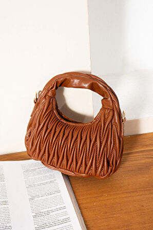 Kadın Büzgü Desenli Kol ve Omuz Çantası