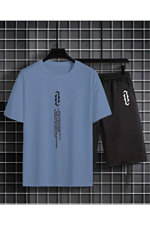 DİKEY BASKLI Oversize alt üst Takımı(T-shirt - şort)