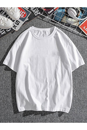 Unisex Beyaz Kobe Bryant Özel Baskılı Oversize Penye T-shirt
