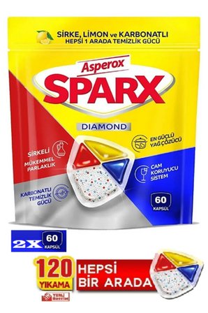 Sparx Bulaşık Makinesi Kapsülü 60'lı X 2 Paket (120 YIKAMA)