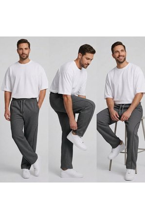 Pavotti Erkek İki İplik Biyeli Baggy Eşofman Altı Geniş Kalıp Antrasit