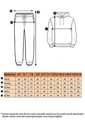 Gri Kapşonlu Çocuk  Baskılı Eşofman Takımı Unisex