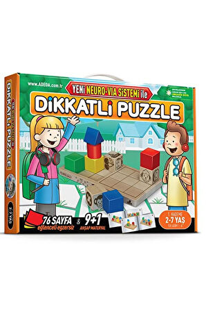 Dikkatli Puzzle 1. Kademe 2 - 7 Yaş - Yeni Neuro Via Sistemi İle / Adeda Yayınları / 9786056903564