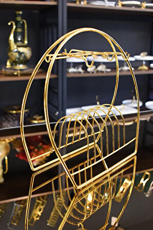 Fincan Askılığı Standı Gold Kahve Fincan Seti Standı