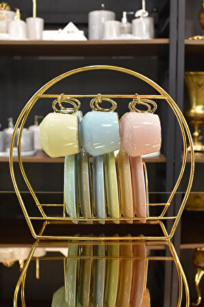 Fincan Askılığı Standı Gold Kahve Fincan Seti Standı