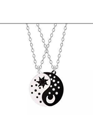Ying Yang Moon And Sun Çift Kolye Hediyelik Şık Süs Takı Aksesuar