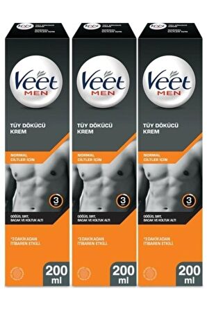 Veet Men Tüy Dökücü Krem 200 Ml-Normal Cilt-3 ADET-SKT:04/2025