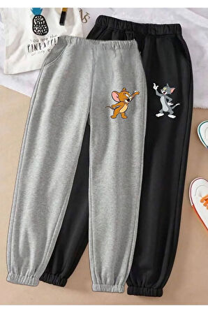 Kız\erkek Çocuk 2'Li Paket Tom-Jerry Baskılı Eşofman Altı