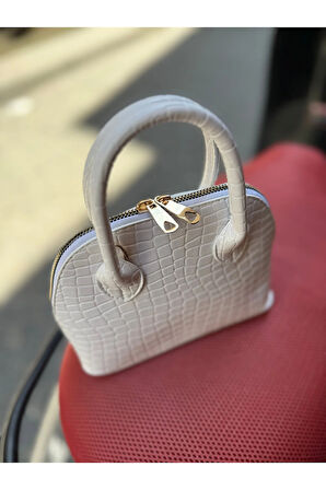 Kadın Parlak Mini Kroko Desen Uzun Askılı El, Omuz Çantası