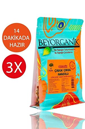 Organik Çabuk Çorba Anadolu 93gr 3'lü Paket 14 Dakikada Hazır