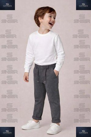 ERKEK Pantolon Bel Lastikli Likralı Paça Katlamalı JGR Stil