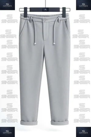 ERKEK Pantolon Bel Lastikli Likralı Paça Katlamalı JGR Stil