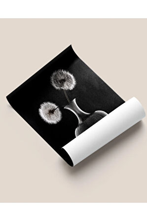 Çerçevesiz Poster Cam Vazo ve Karahindiba Çiçeği