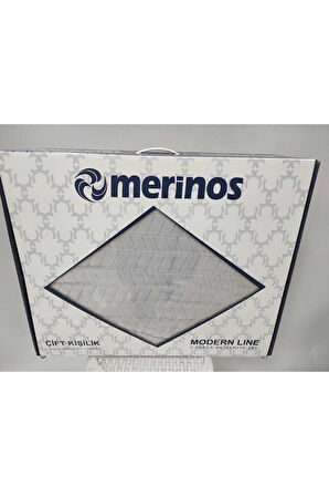 Merinos Modern Line Açık Gri 3 Parça Çift Kişilik Kutulu Battaniye Seti(1 Battaniye-2 Yastık Kılıfı)