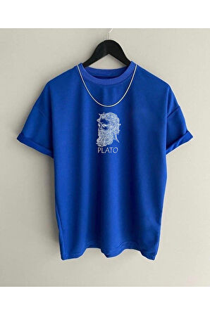Azurco Oversize Plato Baskılı Siyah Tshirt