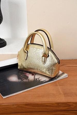 Lüks Tasarımlı Çapraz Çanta Timsah Deri Baskılı