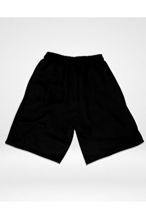 Flamme Yıldırım Baskılı Unisex Siyah Şort