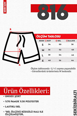 Flamme Yıldırım Baskılı Unisex Siyah Şort