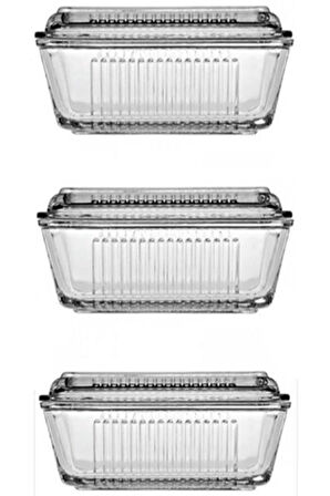 Paşabahçe Tereyağlık Kahvaltılık Cam Saklama Kabı 3'lü Set 97711 072oa Ttkcs - Slk-599