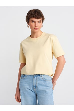 30312 Dekoratif Dikişli Bisiklet Yaka Tshirt-Siyah