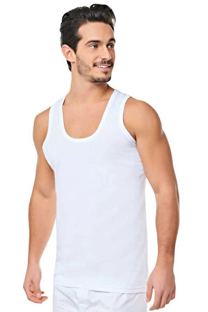 Erkek Beyaz Pamuklu Penye Atlet