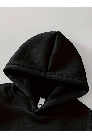 Çocuk Tasarım Kuromi Kalp Baskılı Kapüşonlu Sweatshirt Pamuklu