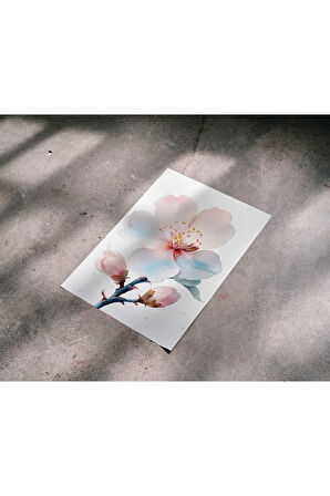 Çerçevesiz Poster Badem Çiçeği Pembe Tomurcuklu