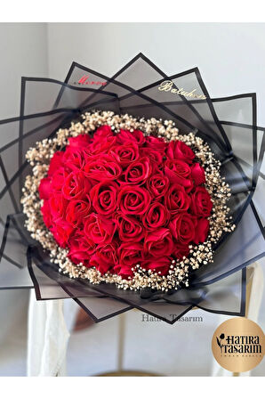 41 Adetli Kırmızı Kadife Gül İsteme Çiçeği mükemmel görüntü