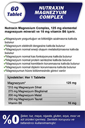 Nutraxin Magnezyum Complex 60 Tablet 2 Adet