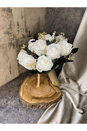 Nisa Aksesuar Yeni Sezon Incili Cipsolu Gül Gelin El Buketi